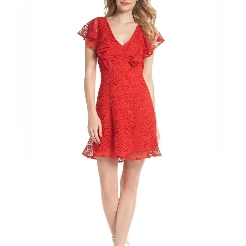 Chelsea28 Red Ruffle Mini Dress